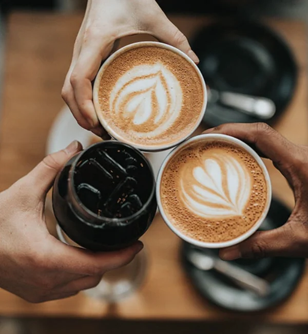 two coffes and drink