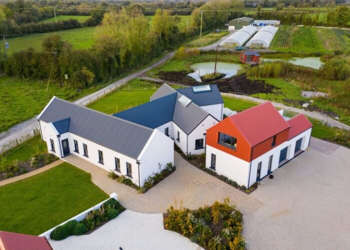 Aerial View Of Modern House In Rural Area