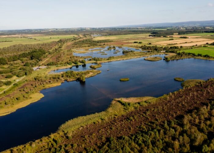 Aerial view of Lough Boora Parklands landscape
