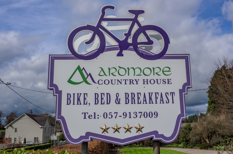 Ardmore Country House Bike Bed and Breakfast sign