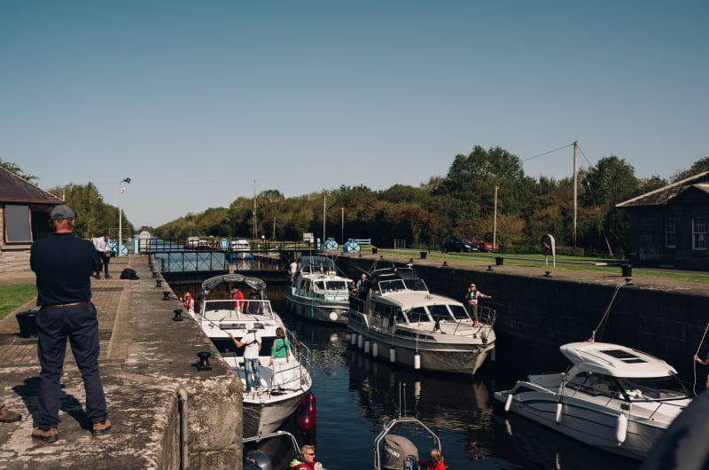 Boats And People In A Canal Lock