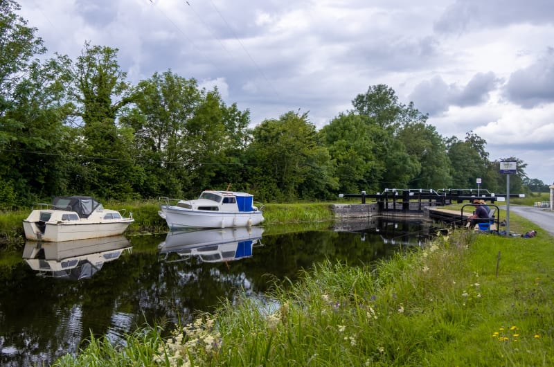 Boats Moored On Canal Next To Lock 21