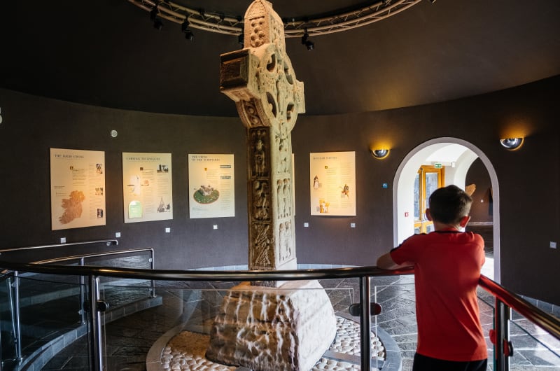 Celtic High Cross Exhibited At Clonmacnoise Visitor Centre