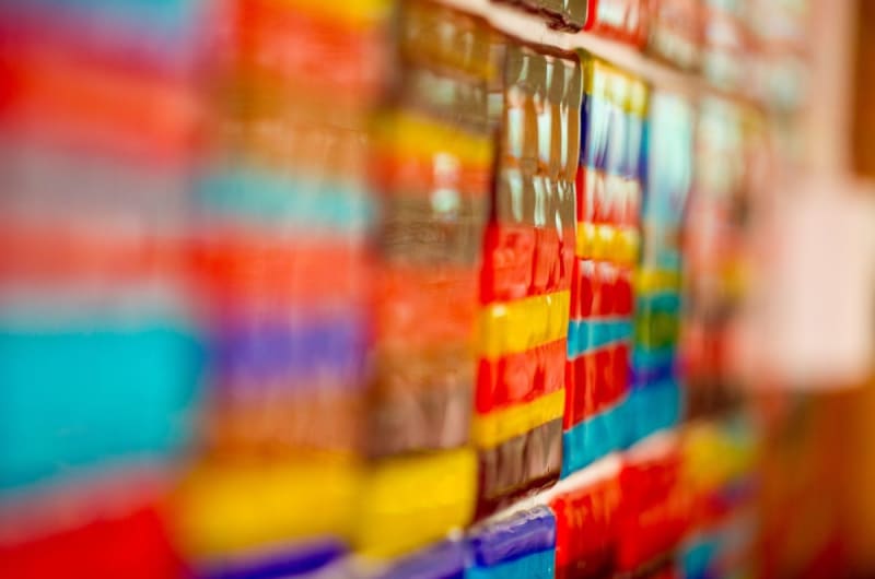 Colorful Fused Glass Tiles Arranged In A Grid