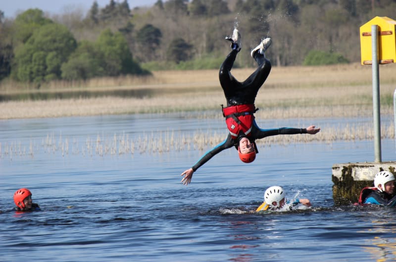Person Performing A Backflip Into A Lake