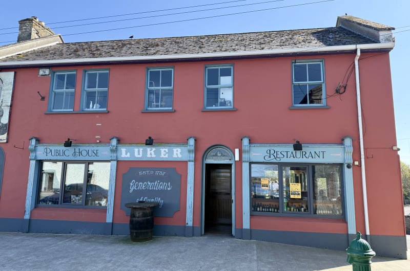 Red facade of Lukers Public House and Restaurant