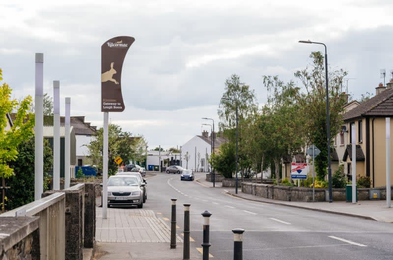 Street View Of Kilcormac With Lough Boora Sign