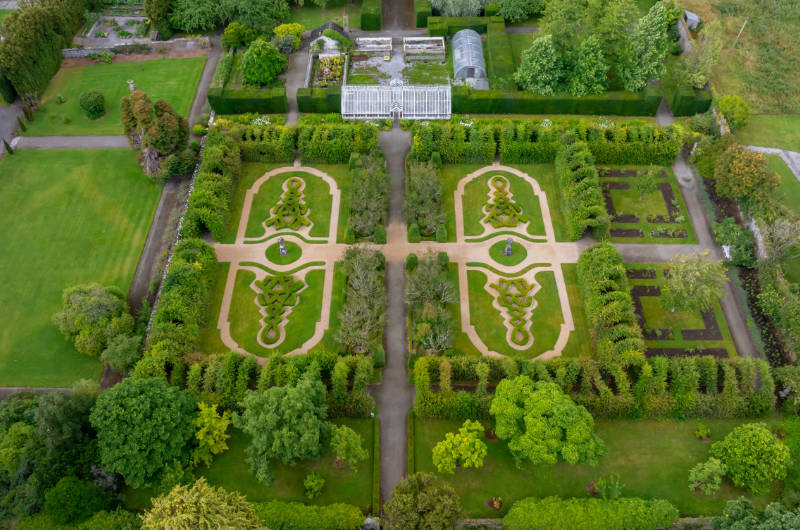 ariel view of castle gardens