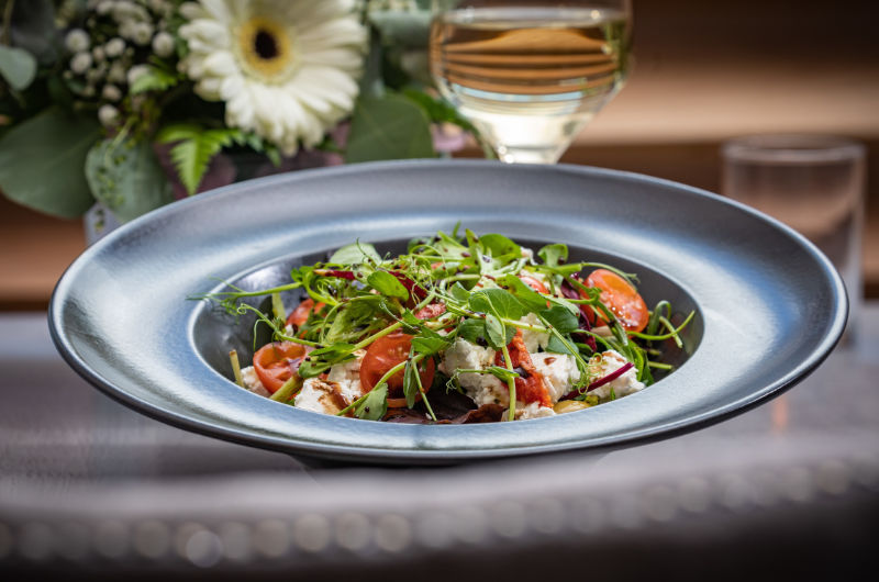 meal with wine flower
