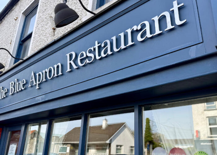 the blue apron signage