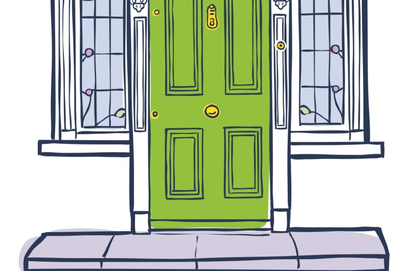 Green Door Irish Tours Logo With Stained Glass