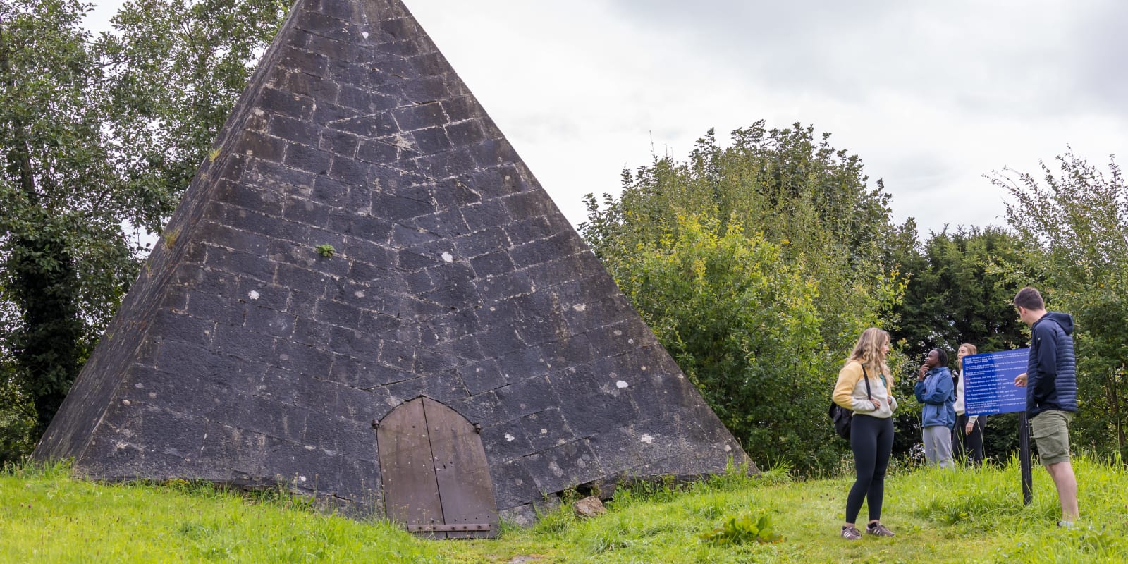 Kinnitty Header Image Stone Pyramid Monument With Small Wooden Door