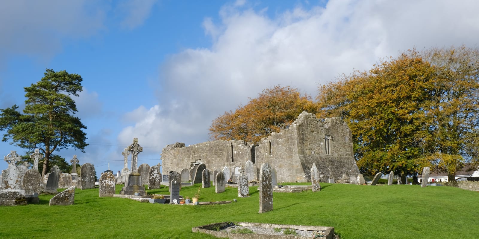 Lemonaghan Early Christan Site Header Image Old Graveyard With Ruined Stone Church And Crosses