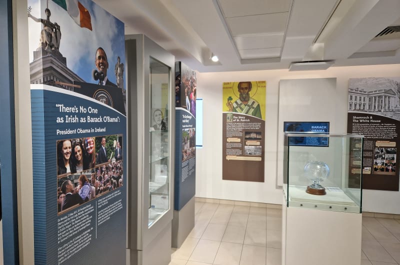 Museum display regarding President Obamas visit to Ireland rxtc0b
