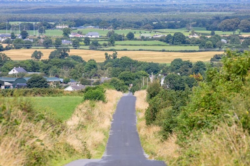 Narrow road receding into green rural landscape ducr47