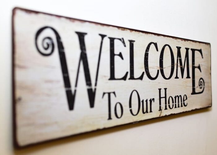 Vintage Welcome To Our Home metal wall sign ahd0kt