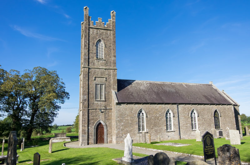 church graveyard blue sky