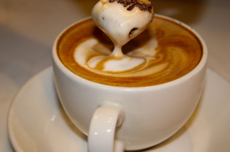dipped in coffe and cream cup