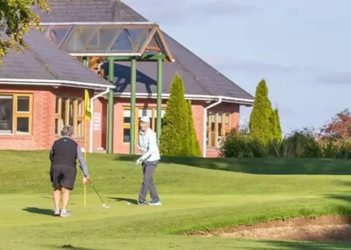 two women playing golf