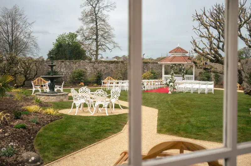 view of garden area through window