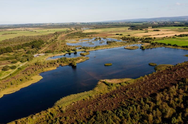 Aerial View Of Lough Boora Parklands Wetlands