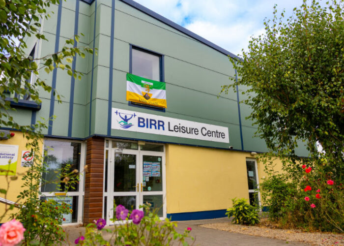 Exterior Of Birr Leisure Centre With Offaly Flag