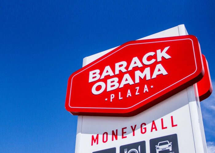 President Obama Collection Header Image Red Barack Obama Plaza Sign In Moneygall