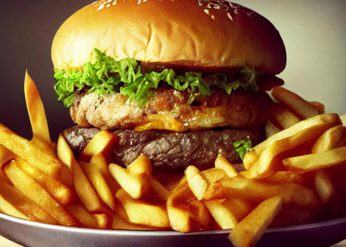 burger chips on plate