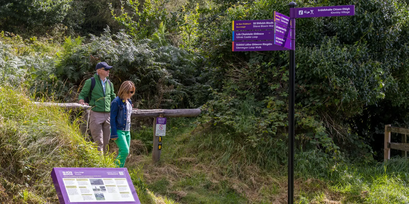 header slieve bloom way walkers and sign