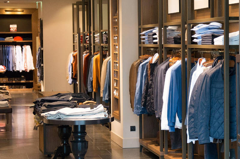 mens clothes section in store
