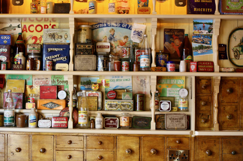 shelves with old style products