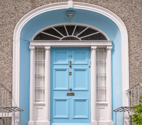 sky blue house door