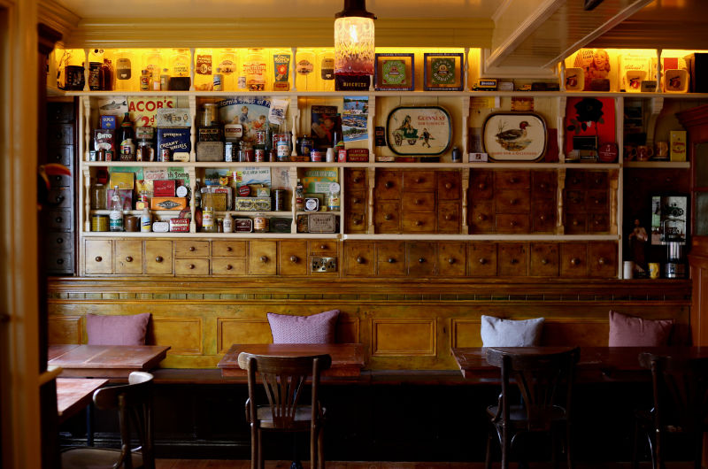 view of bar wall with memorabilia jj kileens